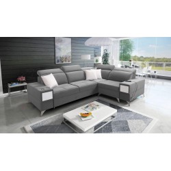 Narożnik Porto II z funkcją spania, wysuwana szuflada, port usb - Welur | Hydrofobowa, Casablanca 2314