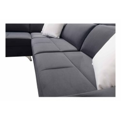 Porto II corner sofa with sleeping function, pull-out drawer, USB port - Velvet | Hydrophobic, Casablanca 2307