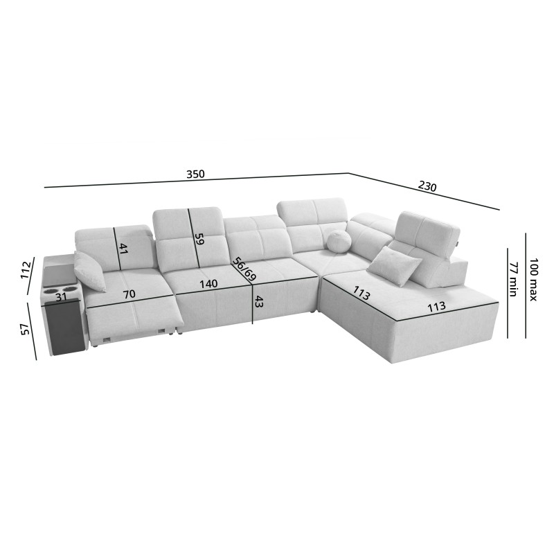 Elegant 'Milano XI Mix' Corner Sofa in Woven Fabric, Verita 09