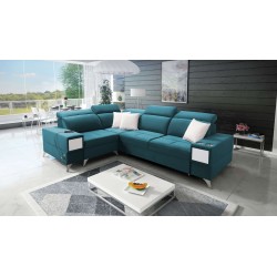 Narożnik Porto II z funkcją spania, wysuwana szuflada, port usb - Welur | Hydrofobowa, Casablanca 2313