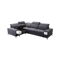 Sofá esquinero Porto II con función de cama, cajón extraíble, puerto USB - Terciopelo | Hidrófugo, Casablanca 2313