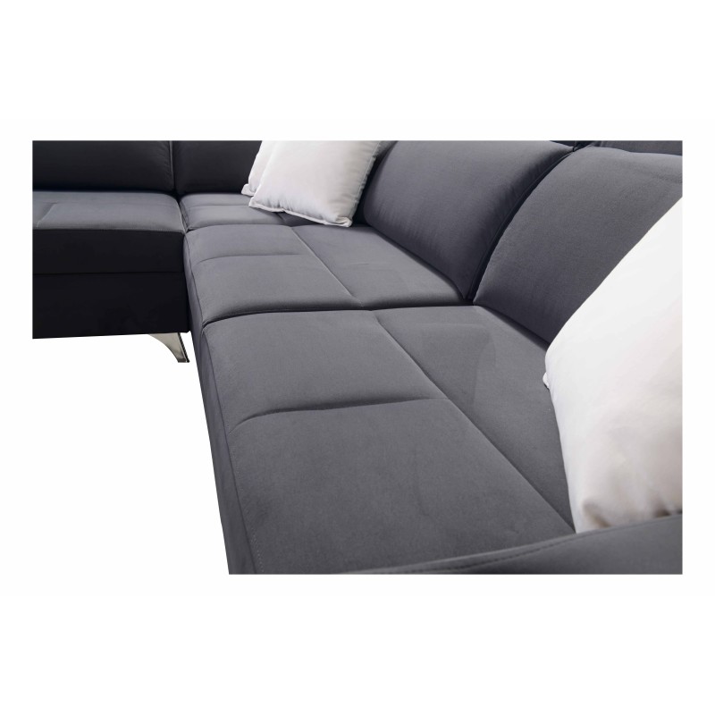 Porto II corner sofa with sleeping function, pull-out drawer, USB port - Velvet | Hydrophobic, Casablanca 2316