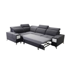Porto II Ecksofa mit Schlaffunktion, ausziehbarer Schublade, USB-Anschluss - Samt | Hydrophob, Casablanca 2316