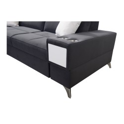 Porto II corner sofa with sleeping function, pull-out drawer, USB port - Velvet | Hydrophobic, Casablanca 2316
