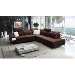 Ecksofa Porto IX mit Schlaffunktion | Velours | Hydrophob, Casablanca 2307 | Verstellbare Kopfstützen | USB-Anschluss