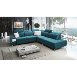 Ecksofa Porto IX mit Schlaffunktion | Samt | Wasserabweisend, Casablanca 2313 | Verstellbare Kopfstützen | USB-Anschluss