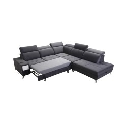 Porto IX Corner Sofa with Sleeping Function | Velvet | Hydrophobic, Casablanca 2313 | Adjustable Headrests | USB Port