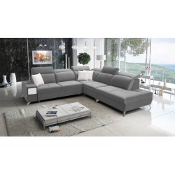 Porto IX Corner Sofa with Sleeping Function | Velvet | Water-Repellent, Casablanca 2314 | Adjustable Headrests | USB Port