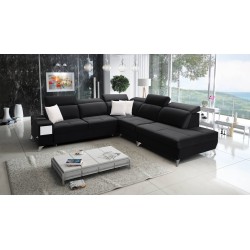 Ecksofa Porto IX mit Schlaffunktion | Velours | Hydrophob, Casablanca 2316 | Verstellbare Kopfstützen | USB-Anschluss