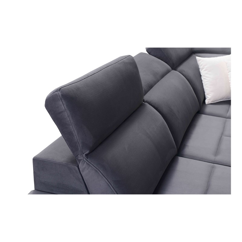 Porto IX Corner Sofa with Sleeping Function | Velvet | Water-Repellent, Casablanca 2304 | Adjustable Headrests | USB Port