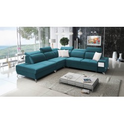 Ecksofa Porto IX mit Schlaffunktion | Samt | Wasserabweisend, Casablanca 2313 | Verstellbare Kopfstützen | USB-Anschluss