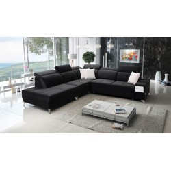 Ecksofa Porto IX mit Schlaffunktion | Velours | Hydrophob, Casablanca 2316 | Verstellbare Kopfstützen | USB-Anschluss