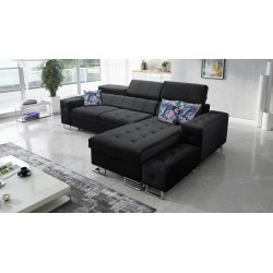 Sofá esquinero Fusion I con función de cama, reposacabezas ajustables y puerto USB | Muebles Fusion