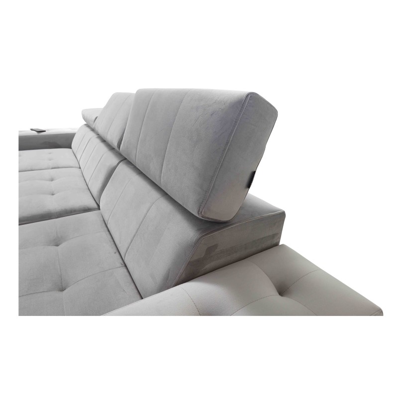 Sofá esquinero Fusion I con función de cama, reposacabezas ajustables y puerto USB | Muebles Fusion