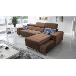 Sofá esquinero Fusion I con función de cama, reposacabezas ajustables y puerto USB | Muebles Fusion