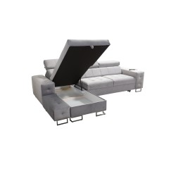 Sofá esquinero Fusion I con función de cama, reposacabezas ajustables y puerto USB | Muebles Fusion