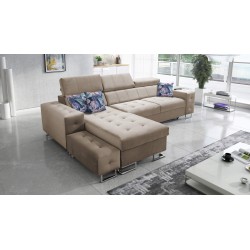 Sofá esquinero Fusion I con función de cama, reposacabezas ajustables y puerto USB | Muebles Fusion