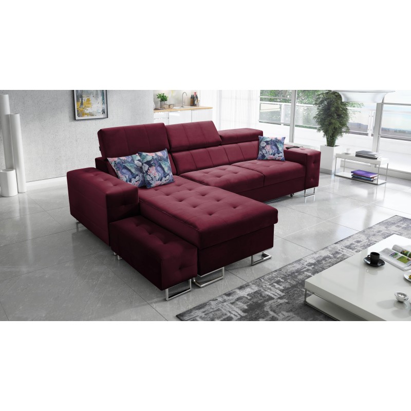 Sofá esquinero Fusion I con función de cama, reposacabezas ajustables y puerto USB | Muebles Fusion