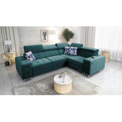 Sofá esquinero Fusion II con función de cama en tela de terciopelo | Hidrofóbico, Magic Velvet 2221 | El mueble ideal para tu sa