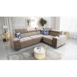 Sofá esquinero Fusion II con función de cama en tela de terciopelo | Hidrofóbico, Magic Velvet 2282 | Mueble ideal para tu sala 