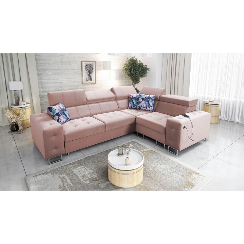 Narożnik Fusion II z funkcją spania w tkaninie Welur | Hydrofobowa, Magic Velvet 2264 | Idealny mebel do Twojego salonu