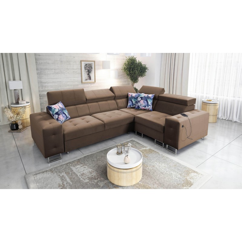 Esquina Fusion II con función de cama en tela de terciopelo | Hidrófuga, Magic Velvet 2299 | El mueble ideal para tu salón