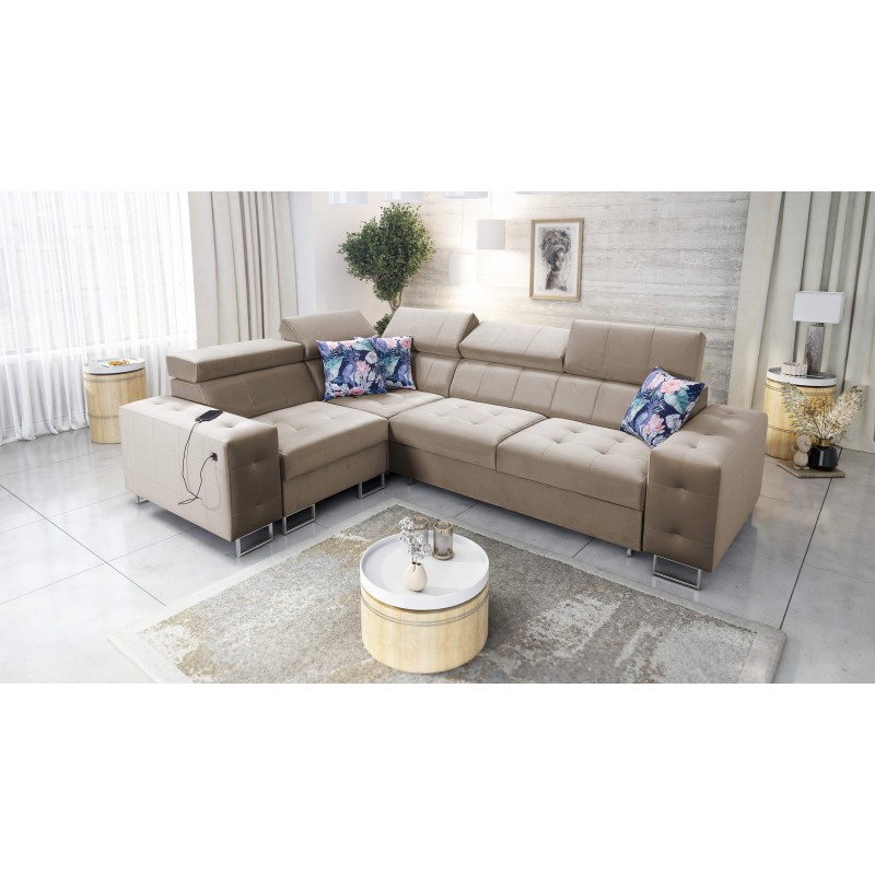Fusion II corner sofa with a sleeping function in Velvet fabric | Hydrophobic, Magic Velvet 2282 | The perfect piece of furnitur