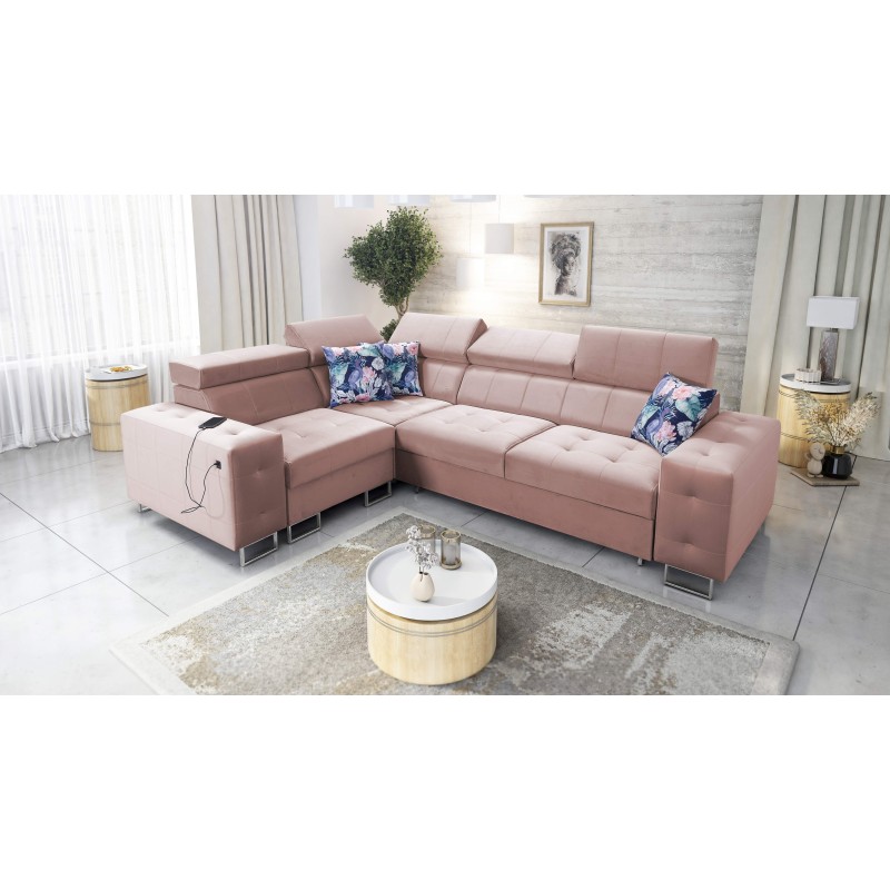 Narożnik Fusion II z funkcją spania w tkaninie Welur | Hydrofobowa, Magic Velvet 2264 | Idealny mebel do Twojego salonu