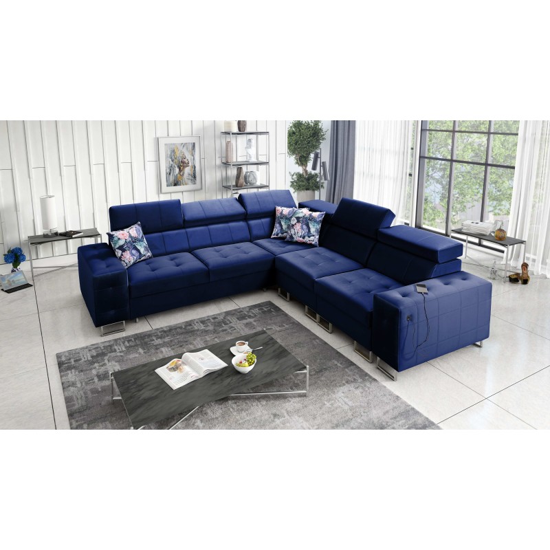 Fusion III corner sofa with quilted seat, sleeping function | [NAZWA SKLEPU]