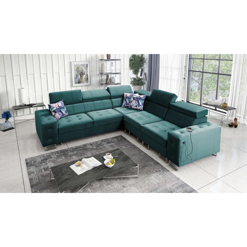 Fusion III corner sofa with quilted seat, sleeping function | [NAZWA SKLEPU]