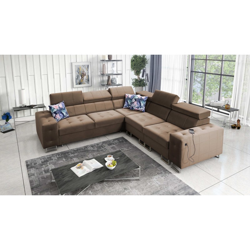 Fusion III corner sofa with quilted seat, sleeping function | [NAZWA SKLEPU]