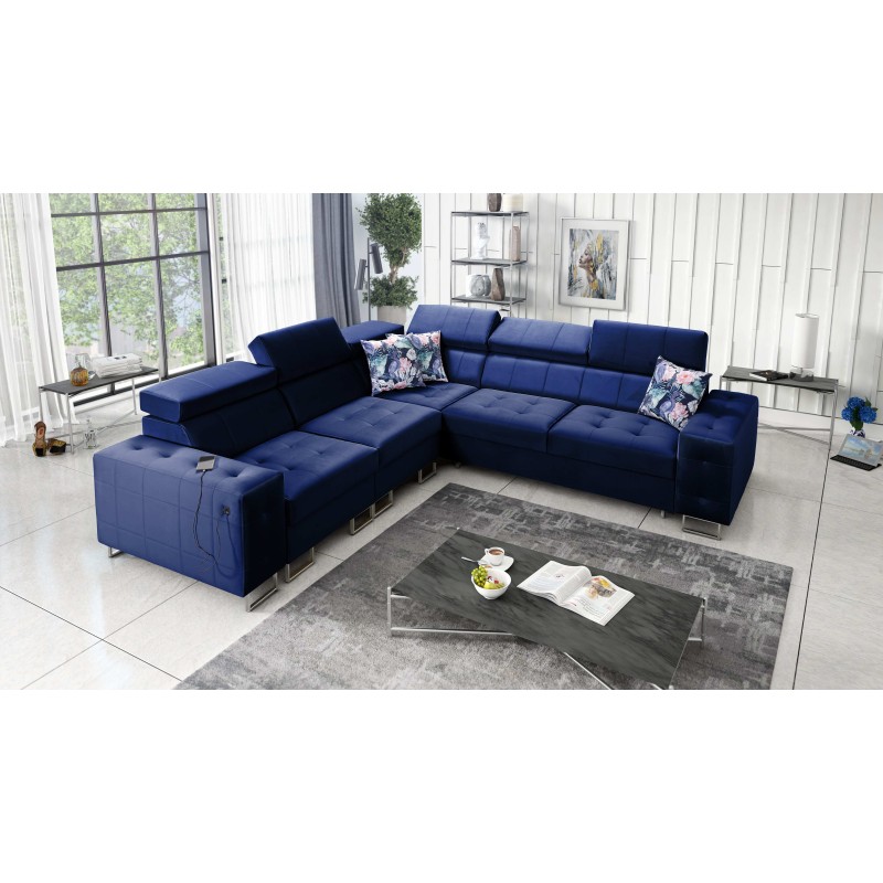 Fusion III corner sofa with quilted seat, sleeping function | [NAZWA SKLEPU]