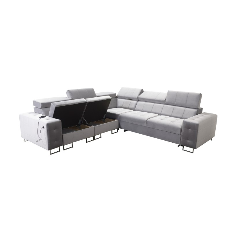 Fusion III corner sofa with quilted seat, sleeping function | [NAZWA SKLEPU]