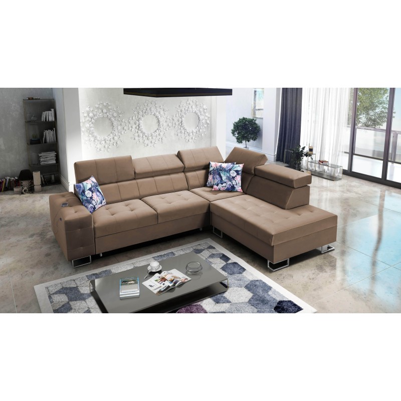 Esquina Fusion VII con función de cama y reposacabezas ajustables | [Twoja Firma]