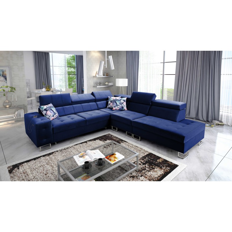 **Meta Title:** Fusion IX Corner Sofa - Quilted Seat, Sleeping Function - Velvet Material | Hydrophobic, Magic Velvet 2216