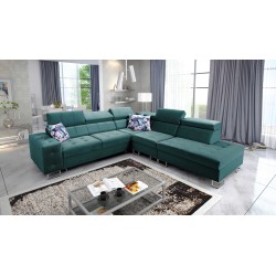 bMeta Title:/b Corner Sofa Fusion IX - Quilted Seat, Sleeping Function - Velvet Material | Hydrophobic, Magic Velvet 2221
