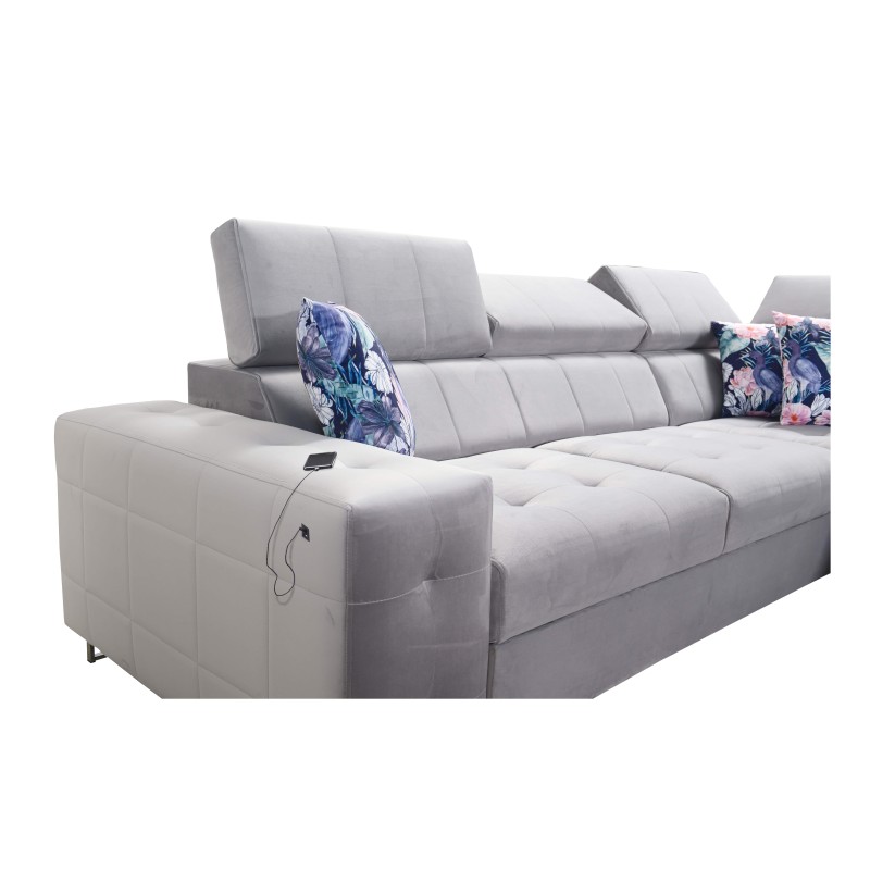 bMeta Title:/b Fusion IX Corner Sofa - Quilted Seat, Sleep Function - Velvet Material | Hydrophobic, Magic Velvet 2282