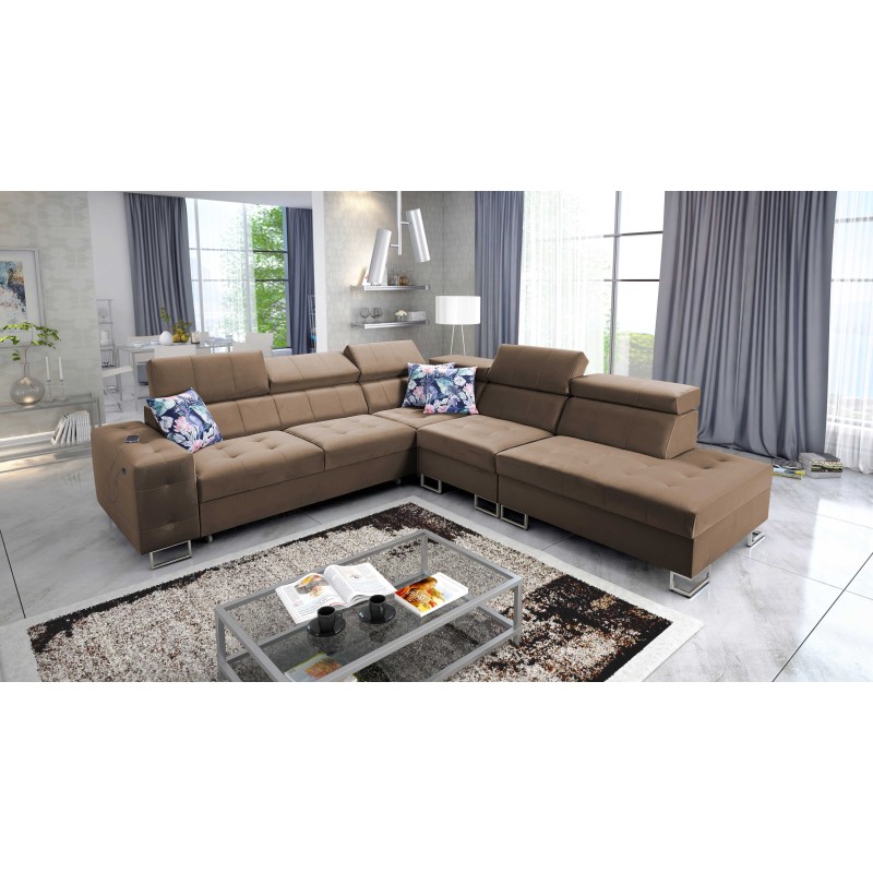 bMeta Title:/b Ecksofa Fusion IX - Gepolsterter Sitz, Schlaf-Funktion - Material Samt | Hydrophob, Magic Velvet 2299