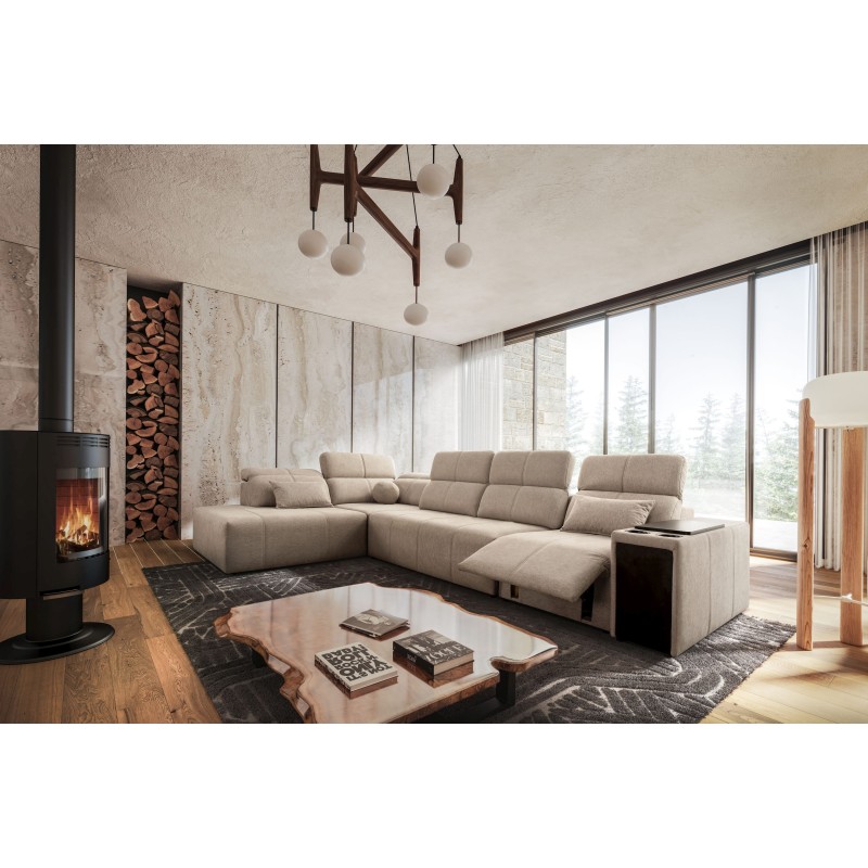 Elegant 'Milano XI Mix' Corner Sofa in Woven Fabric, Verita 09