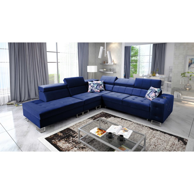 **Meta Title:** Fusion IX Corner Sofa - Quilted Seat, Sleeping Function - Velvet Material | Hydrophobic, Magic Velvet 2216