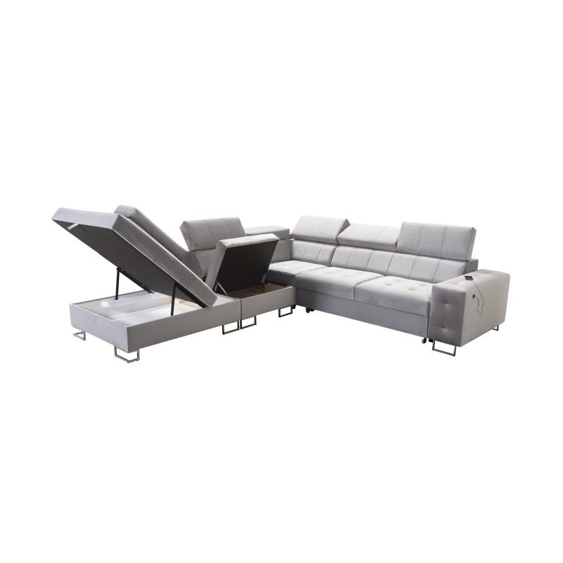 **Meta Title:** Fusion IX Corner Sofa - Quilted Seat, Sleeping Function - Velvet Material | Hydrophobic, Magic Velvet 2219