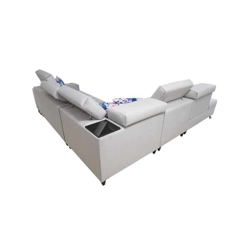 bMeta Title:/b Corner Sofa Fusion IX - Quilted Seat, Sleeping Function - Velvet Material | Hydrophobic, Magic Velvet 2264
