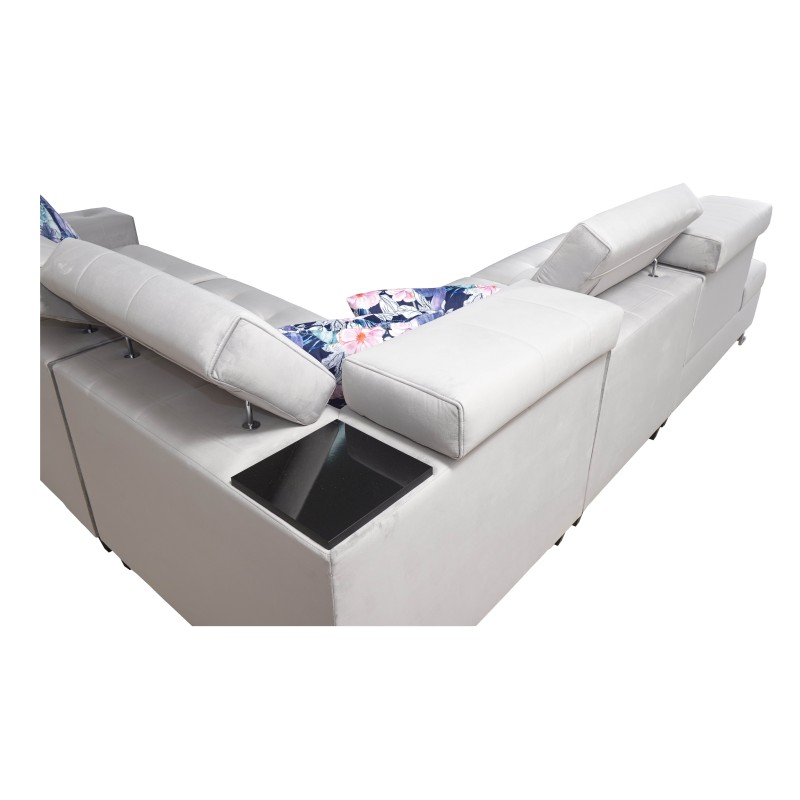 bMeta Title:/b Ecksofa Fusion IX - Gepolsterter Sitz, Schlaffunktion - Veloursstoff | Hydrophob, Magic Velvet 2229