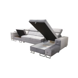 Fusion XI Corner Sofa with Quilted Seat | +Sleeping Function | Velvet | Hydrophobic, Magic Velvet 2216