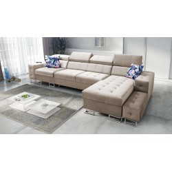 Fusion XI Corner Sofa with Quilted Seat | +Sleeping Function | Velvet | Hydrophobic, Magic Velvet 2282