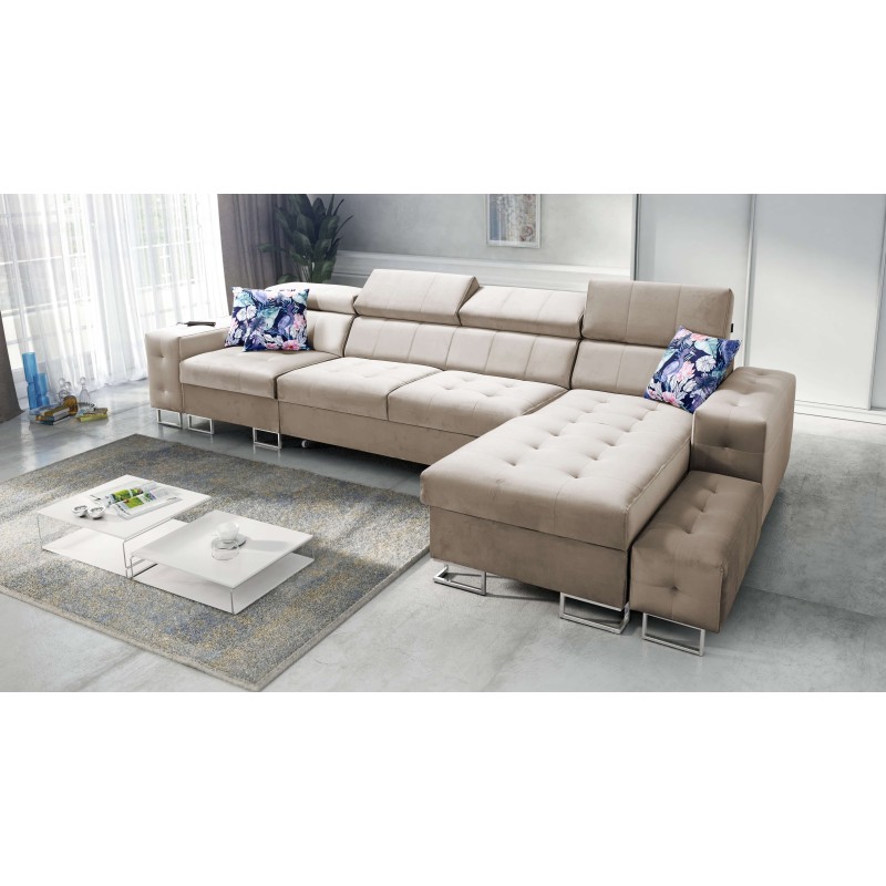 Fusion XI Ecksofa mit gestepptem Sitz | +Schlaffunktion | Samt | Hydrophob, Magic Velvet 2282