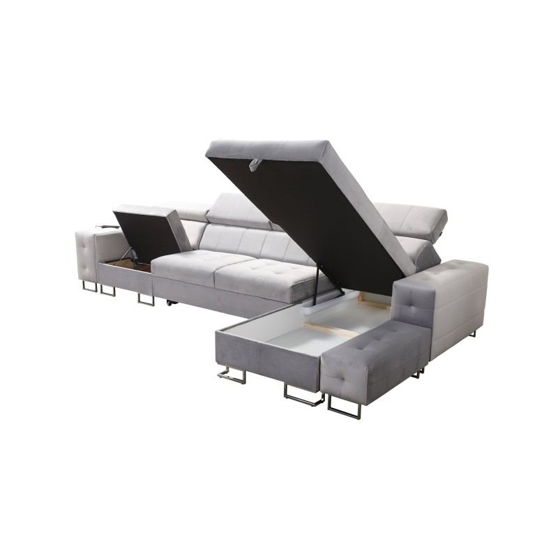 Fusion XI Ecksofa mit gestepptem Sitz | +Schlaffunktion | Samt | Hydrophob, Magic Velvet 2282