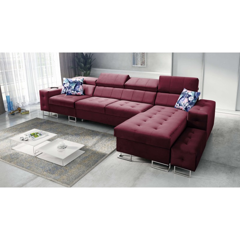 Fusion XI Ecksofa mit gestepptem Sitz | +Schlaffunktion | Velours | Hydrophob, Magic Velvet 2229