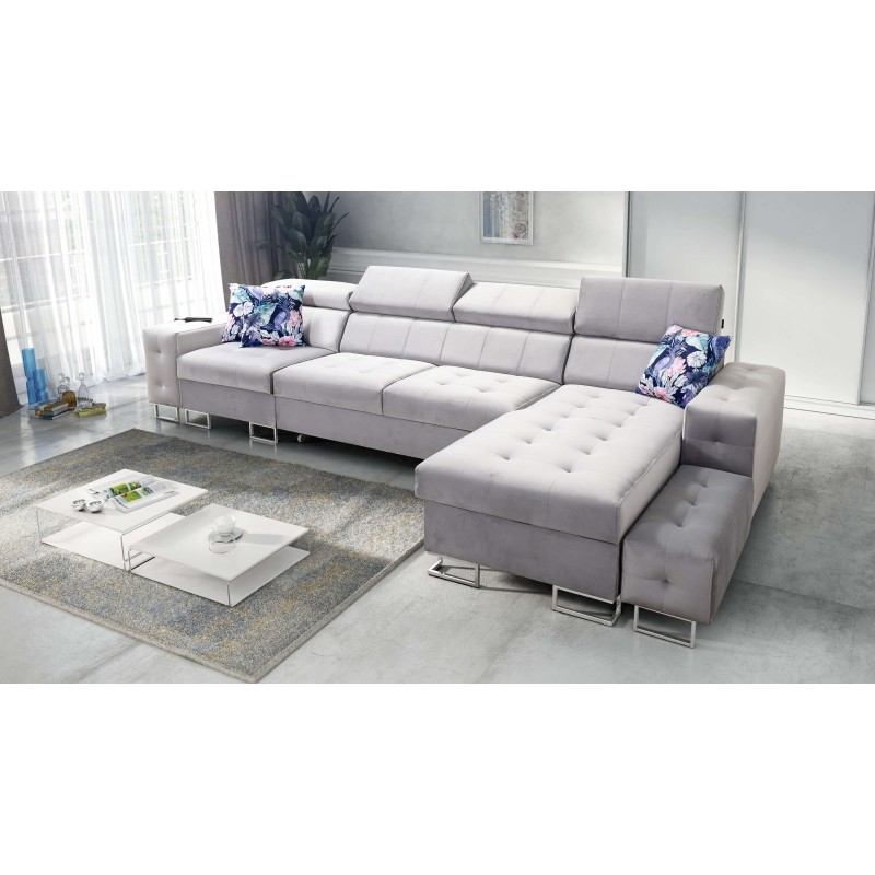 Fusion XI Ecksofa mit gestepptem Sitz | +Schlaffunktion | Velours | Hydrophob, Magic Velvet 2229