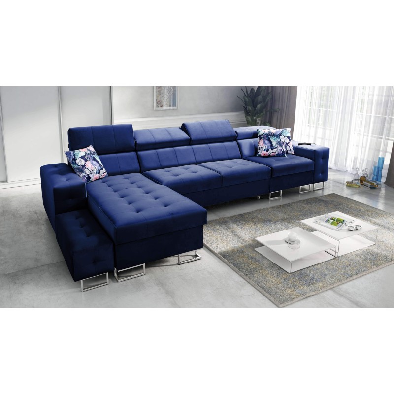 Ecksofa Fusion XI mit gestepptem Sitz | +Schlaffunktion | Samt | Hydrophob, Magic Velvet 2216